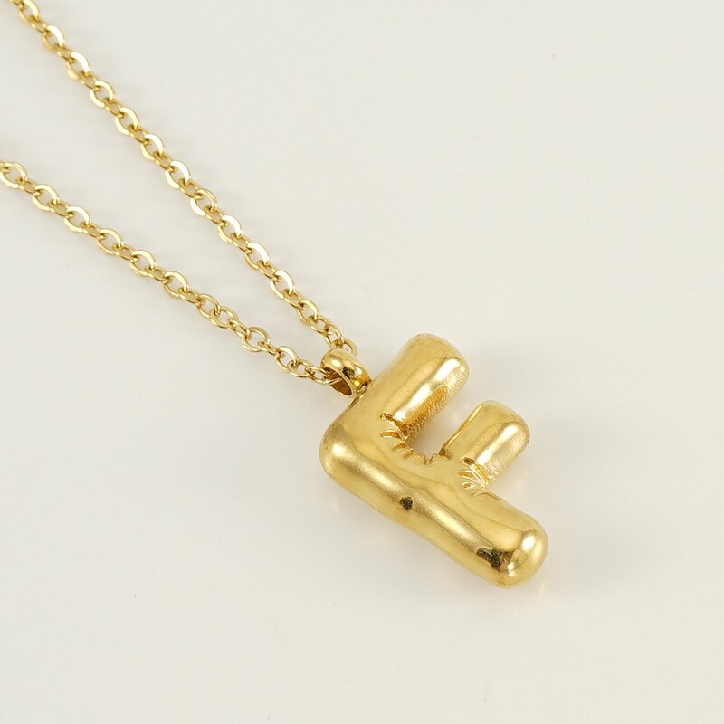 Gold color / 1 Piece Simple Series Simple Letter F Stainless Steel 18K Gold Plated Women's Pendant Necklaces Picture6